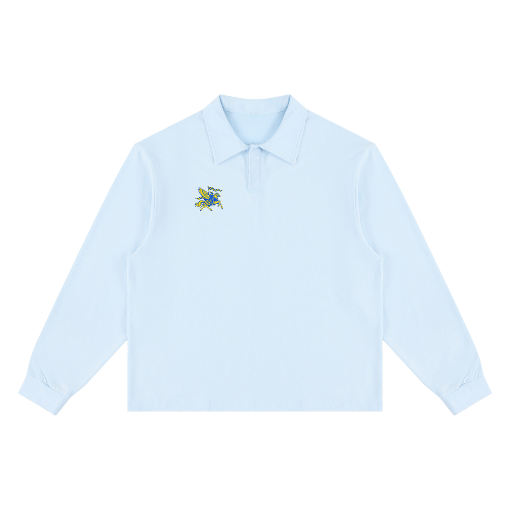 Unisex Loose Long Sleeve Polo Shirt