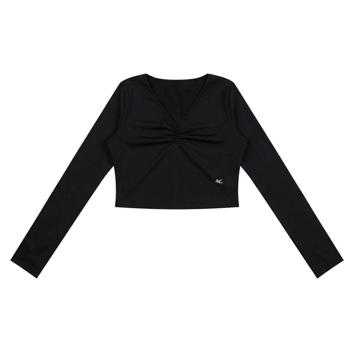 Women's Ruched Long Sleeve Crop T-Shirt