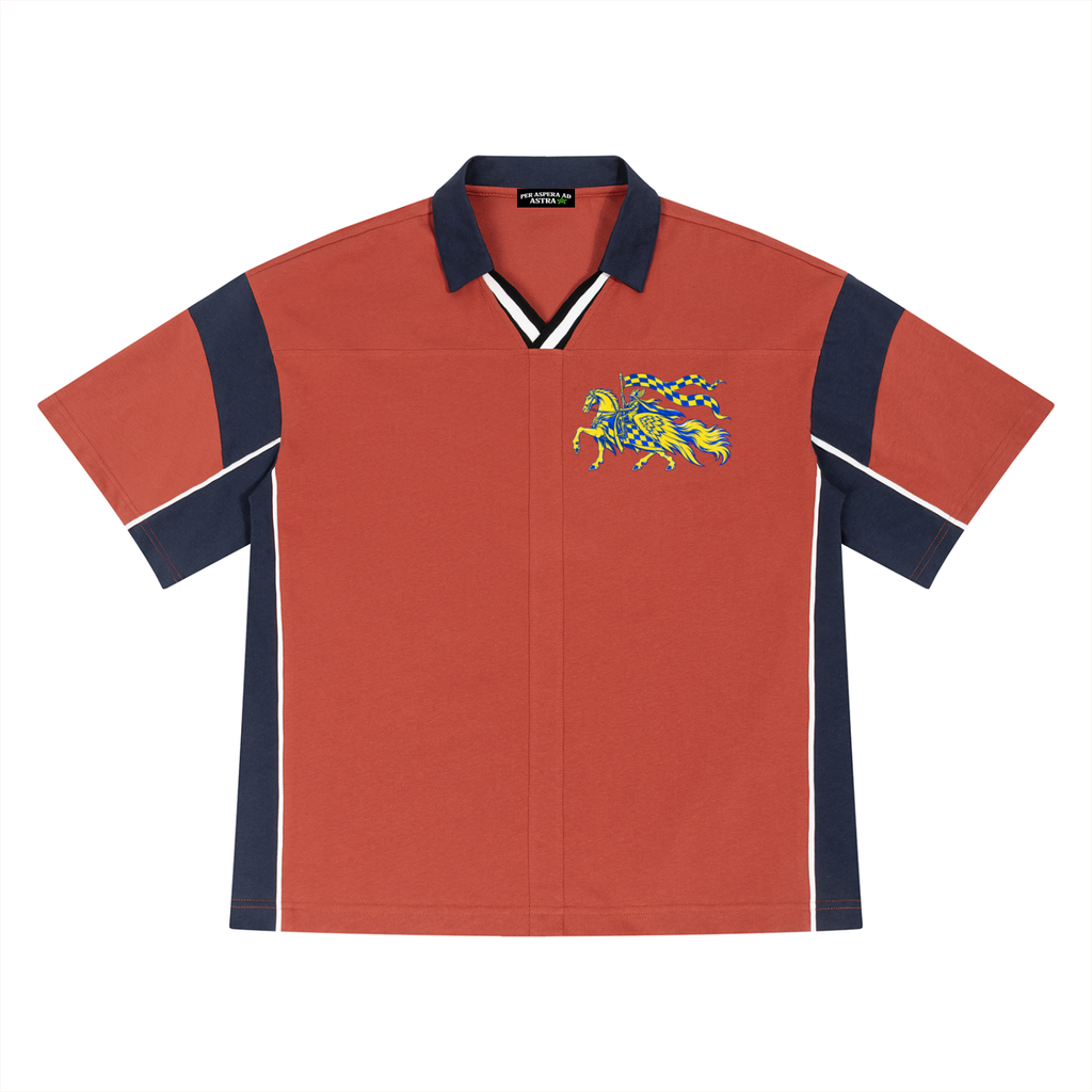 Unisex Boxy Color Block Polo Shirt