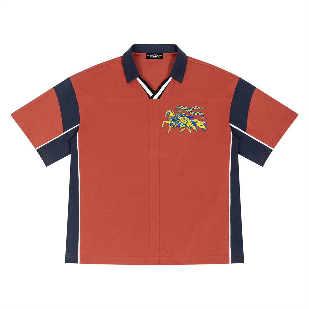Unisex Boxy Color Block Polo Shirt