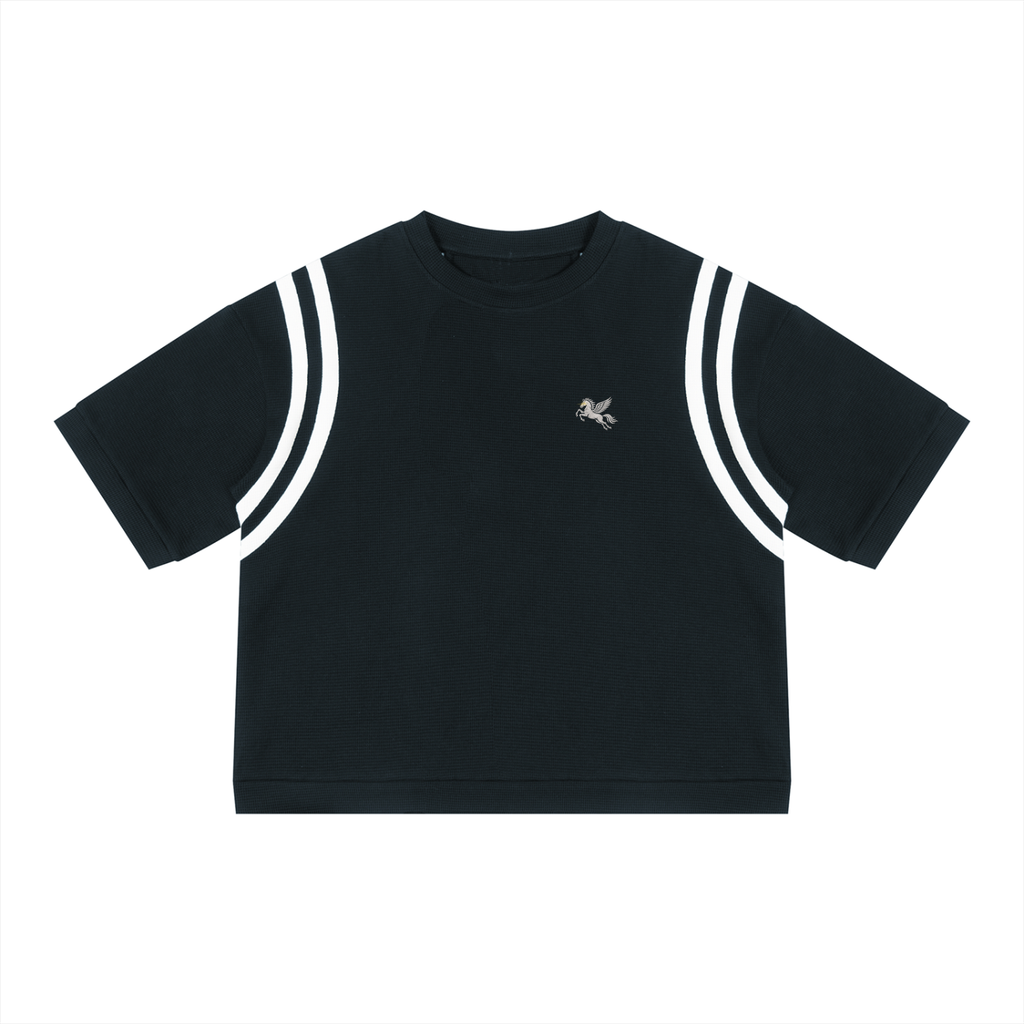 Unisex Color Block Waffle Boxy T-Shirt