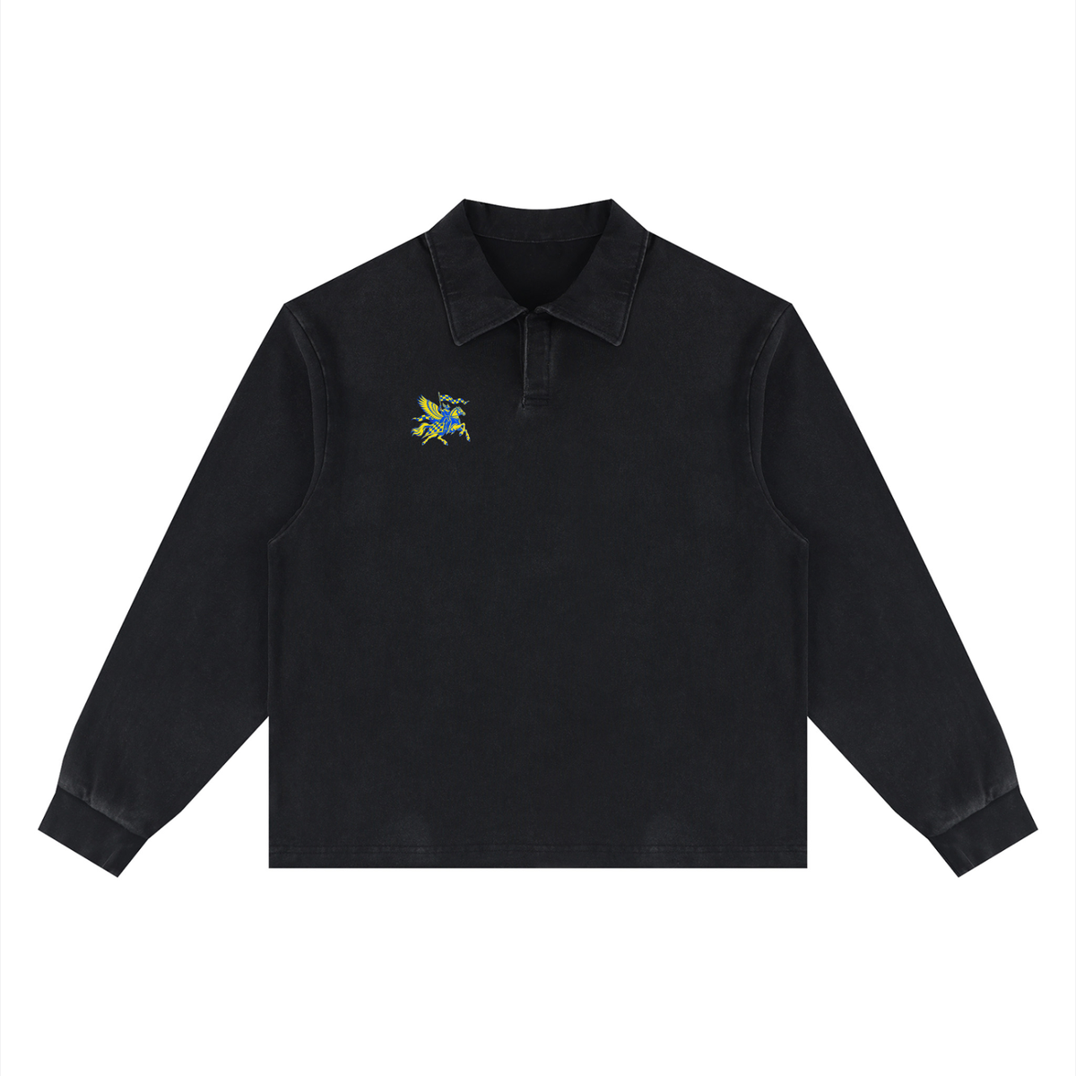 Unisex Loose Long Sleeve Polo Shirt